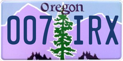 OR license plate 007IRX
