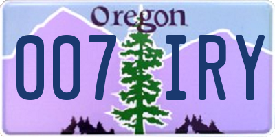 OR license plate 007IRY