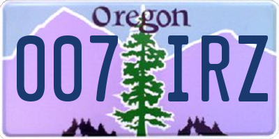 OR license plate 007IRZ