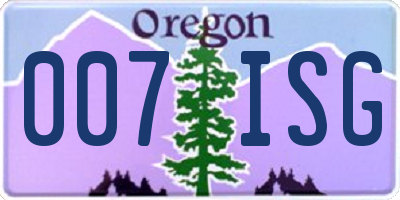 OR license plate 007ISG