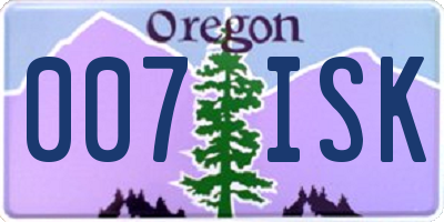 OR license plate 007ISK