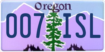 OR license plate 007ISL
