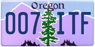 OR license plate 007ITF