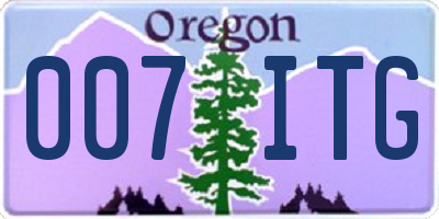 OR license plate 007ITG