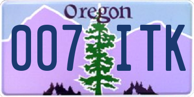 OR license plate 007ITK