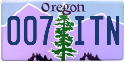 OR license plate 007ITN