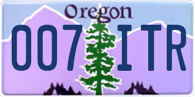 OR license plate 007ITR