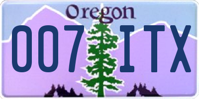 OR license plate 007ITX