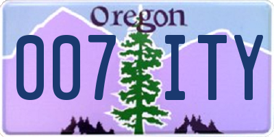 OR license plate 007ITY