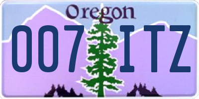 OR license plate 007ITZ