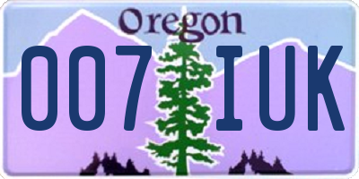 OR license plate 007IUK