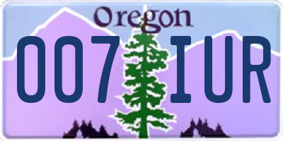 OR license plate 007IUR