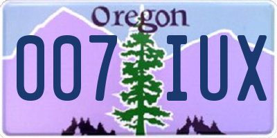 OR license plate 007IUX