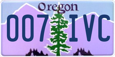 OR license plate 007IVC