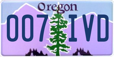 OR license plate 007IVD