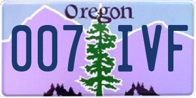 OR license plate 007IVF
