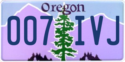 OR license plate 007IVJ