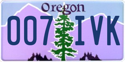 OR license plate 007IVK
