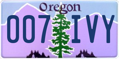 OR license plate 007IVY