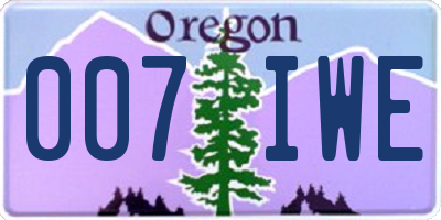 OR license plate 007IWE