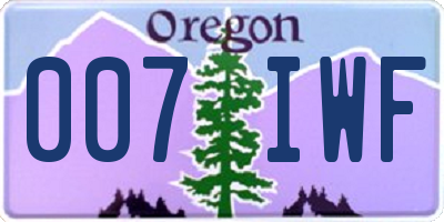 OR license plate 007IWF