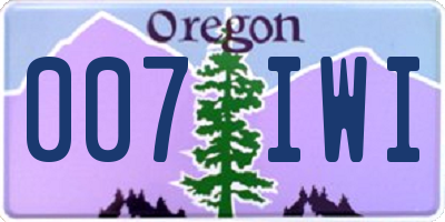 OR license plate 007IWI