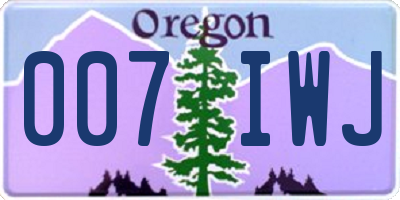 OR license plate 007IWJ