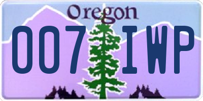 OR license plate 007IWP