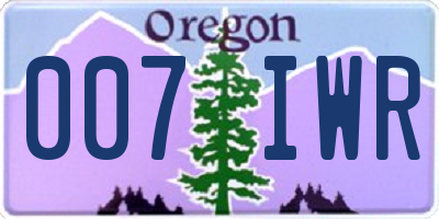 OR license plate 007IWR