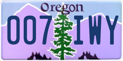 OR license plate 007IWY