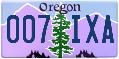 OR license plate 007IXA