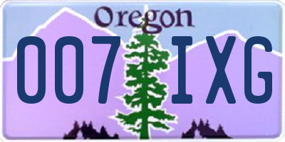 OR license plate 007IXG