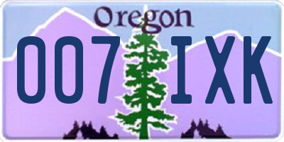 OR license plate 007IXK