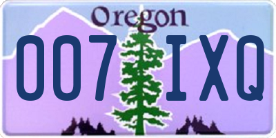 OR license plate 007IXQ