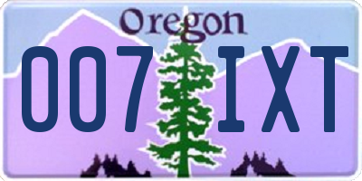 OR license plate 007IXT