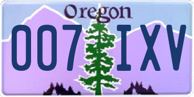OR license plate 007IXV