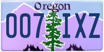 OR license plate 007IXZ