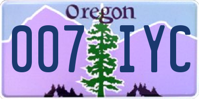 OR license plate 007IYC