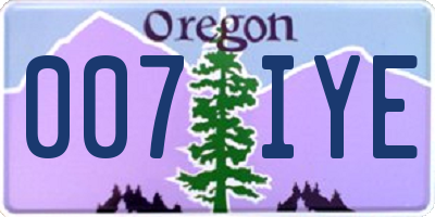 OR license plate 007IYE