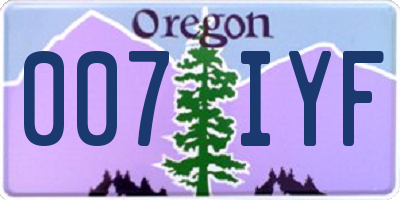 OR license plate 007IYF