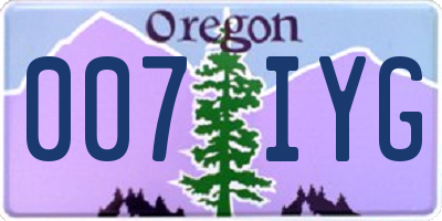 OR license plate 007IYG