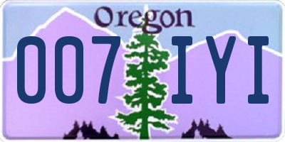 OR license plate 007IYI