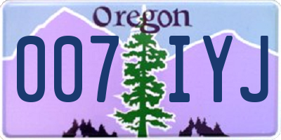 OR license plate 007IYJ