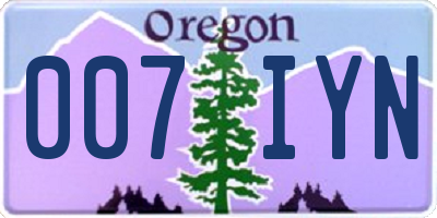 OR license plate 007IYN