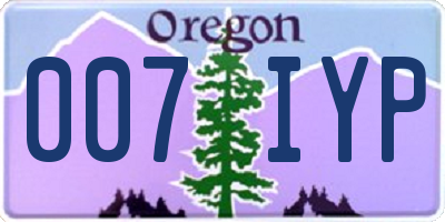 OR license plate 007IYP