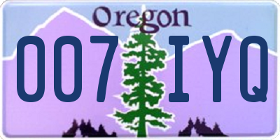 OR license plate 007IYQ