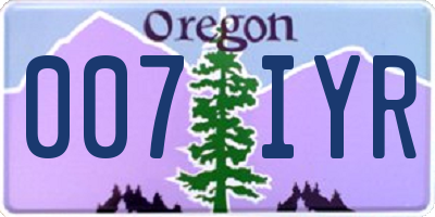 OR license plate 007IYR