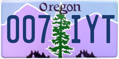 OR license plate 007IYT