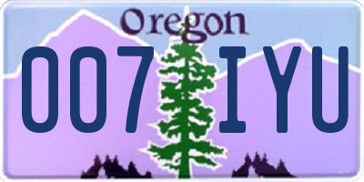 OR license plate 007IYU