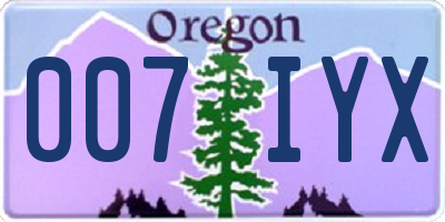 OR license plate 007IYX